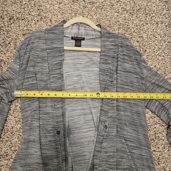 Susan Lawrence Gray And Black Longsleeve Lightweight Cardigan Size Large - Picture 9 of 13